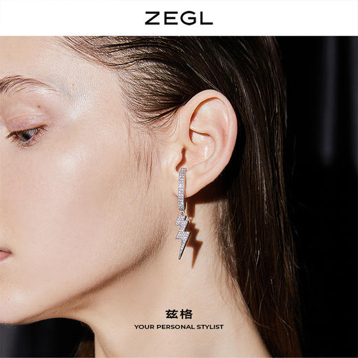 ZEGL设计师闪电十字架耳挂耳环女无耳洞耳夹简约冷淡风耳骨夹耳饰 商品图2