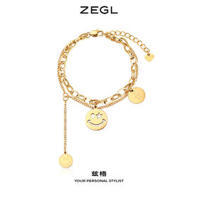 ZENGLIU高级感韩国笑脸手链女ins小众设计潮冷淡风复古网红手饰品