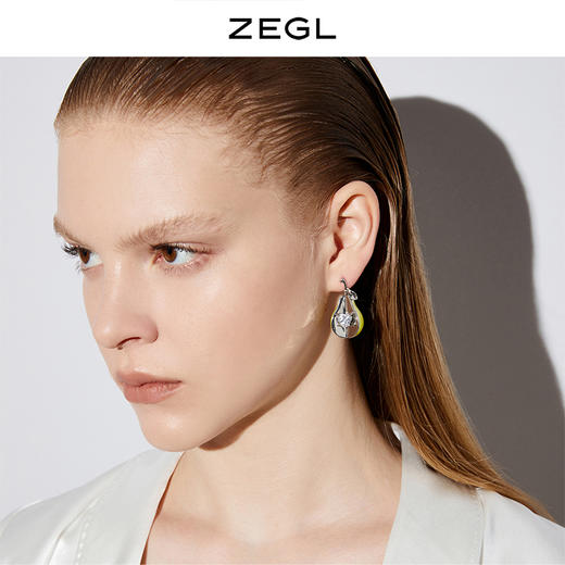 ZEGL设计师蜜语系列鸭梨水果3D打印设计感耳环女夏季耳钉银针耳饰 商品图4