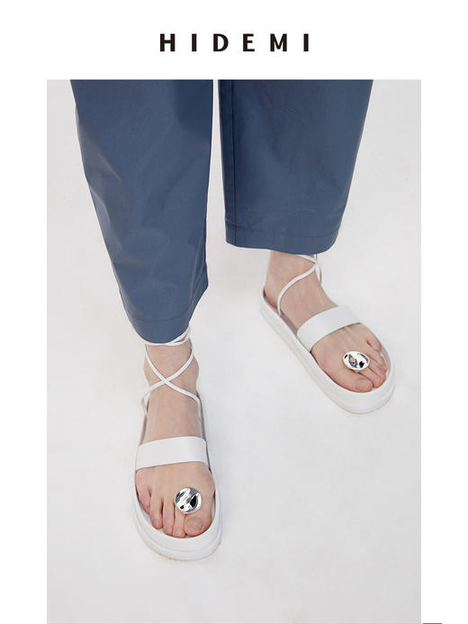 HIDEMI波纹金属扣简约系带厚底凉鞋 商品图9