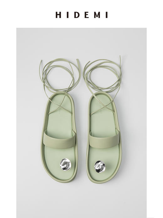 HIDEMI波纹金属扣简约系带厚底凉鞋 商品图3
