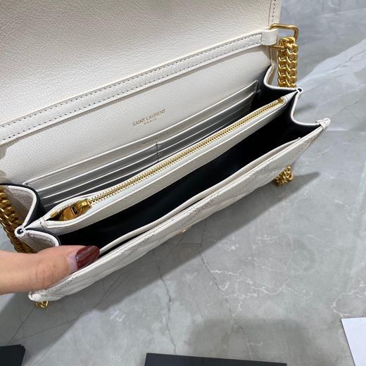 Becky菱形绗缝小羊皮链条包-白色 商品图8