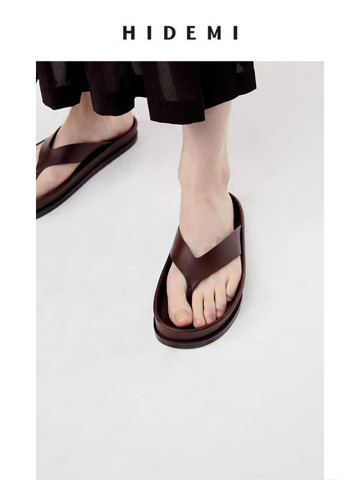 HIDEMI人字形简约厚底拖鞋 商品图10