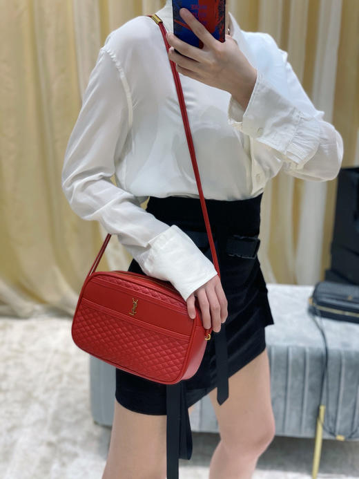 YSL菱格相机包-魅惑红 商品图2