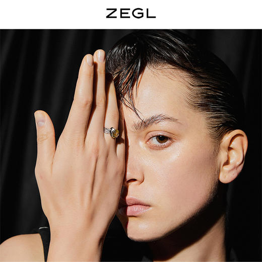 ZEGL设计师彩宝系列绿芽爱心戒指女轻奢小众精致指环高级感食指戒 商品图4