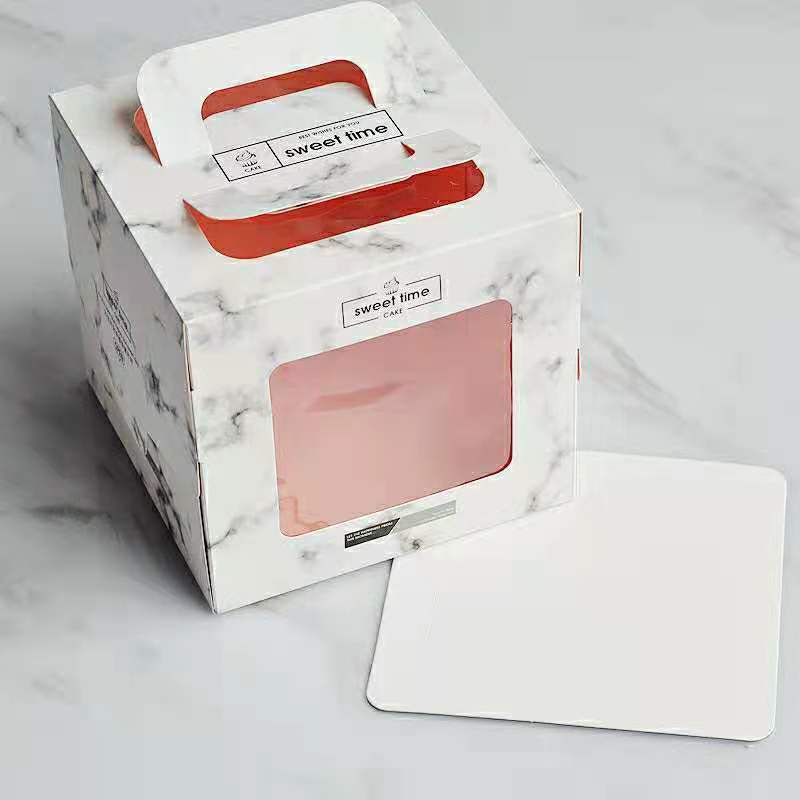 4寸石纹立方体蛋糕盒