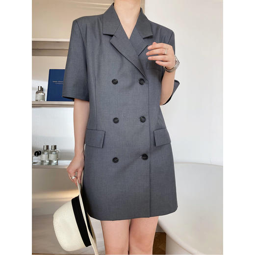 【法式设计感】帅气干练 双排扣西装连衣裙女  A字版型 拉长腿部线条，更显高挑 商品图6