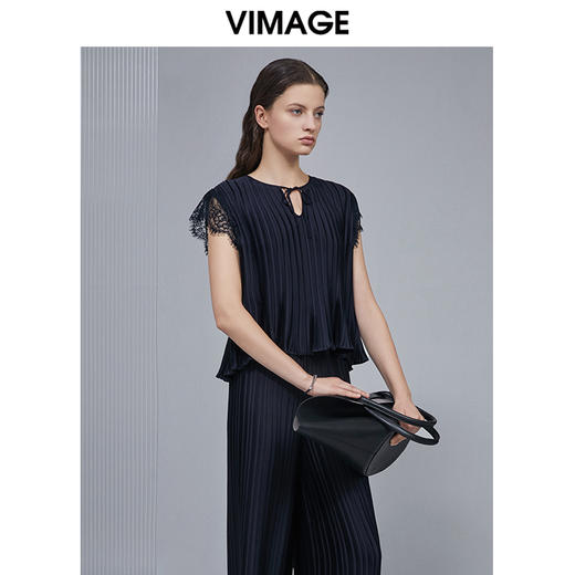 VIMAGE纬漫纪夏季新款女装飞袖纯色简约优雅小上衣V1513117 商品图2