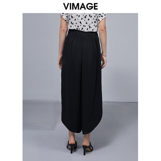 VIMAGE纬漫纪女装夏款新品时尚通勤开叉显腿长高腰阔腿裤V1505118 商品图3