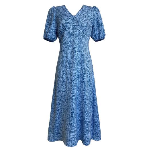 【斩男轻复古】 V领泡泡袖茶歇裙 显高显腰细 走路带风飘逸 商品图4