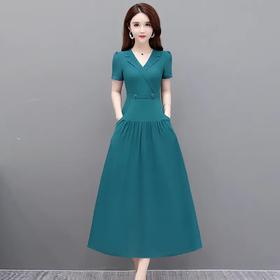 WE 10229气质优雅短袖雪纺连衣裙