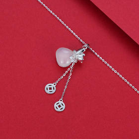 S925银【铃玉袋】套链项链【XL020437】银色 白玉髓2105