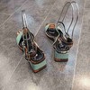 lfgj jeans AG802 蛇皮格子布拼接中粗跟女凉鞋 商品缩略图4