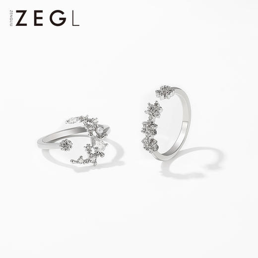 ZENGLIU轻奢星月小花朵戒指女ins潮韩国复古开口戒冷淡风食指戒指 商品图1