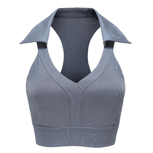 【高弹面料】火锅国潮丹宁系列运动内衣女带胸垫背心V领翻边短款背心 商品图4