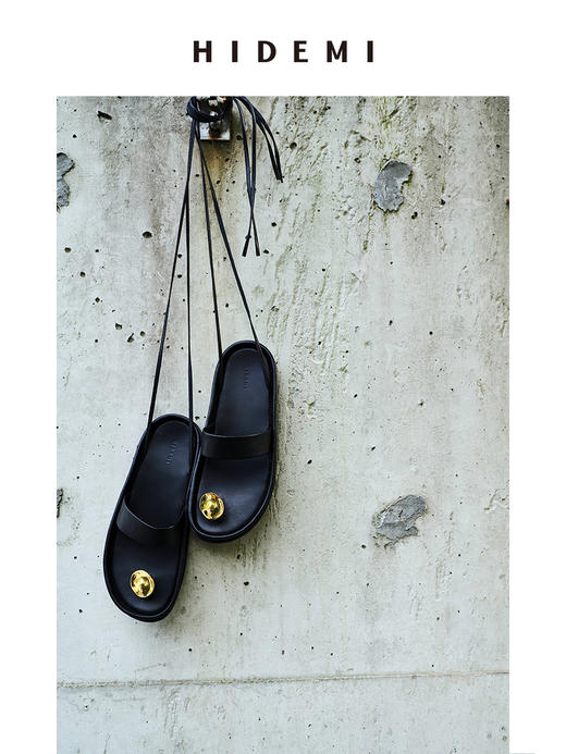 HIDEMI波纹金属扣简约系带厚底凉鞋 商品图2
