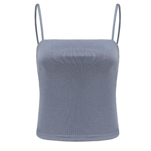 【高弹面料】火锅国潮丹宁系列运动带胸垫背心女健身一字领吊带上衣夏 商品图4