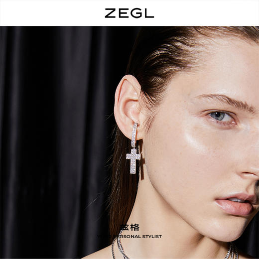 ZEGL设计师闪电十字架耳挂耳环女无耳洞耳夹简约冷淡风耳骨夹耳饰 商品图3