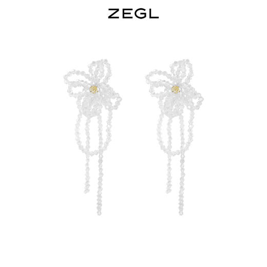 ZEGL花朵串珠耳环女夏季小众设计耳钉个性925银针高级感流苏耳饰 商品图0