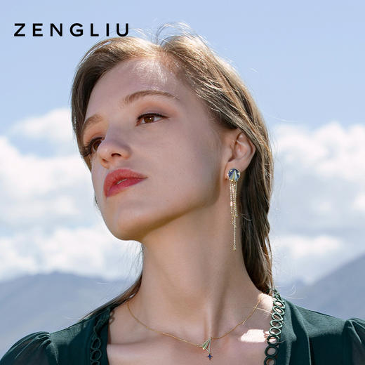 ZENGLIU设计师纸飞机耳钉耳环女气质长款不对称流苏耳坠星空耳饰 商品图1