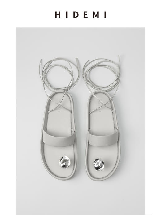 HIDEMI波纹金属扣简约系带厚底凉鞋 商品图4