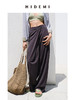 HIDEMI夜灰色简约不对称设计感一粒扣阔腿裤 商品缩略图1