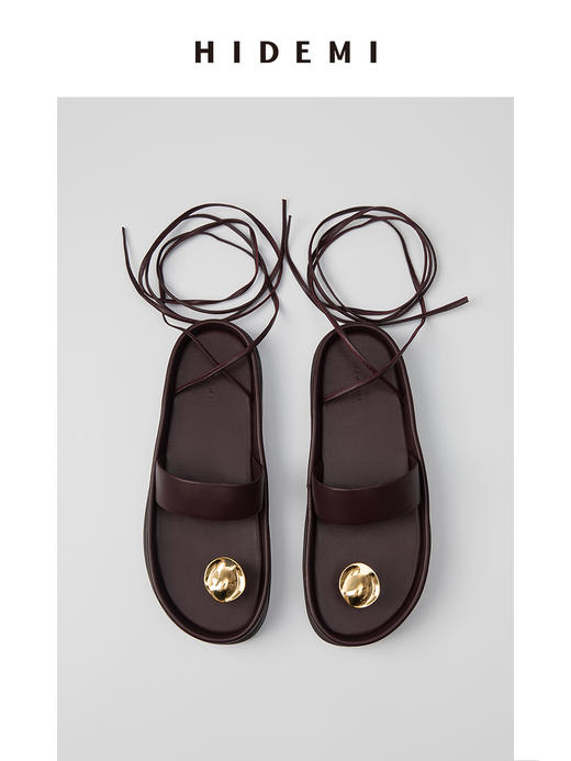 HIDEMI波纹金属扣简约系带厚底凉鞋 商品图6