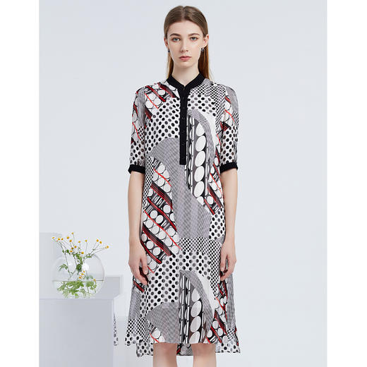 EITIE爱特爱夏季新款宽松显瘦轻薄舒适印花衬衫连衣裙女6207907 商品图1