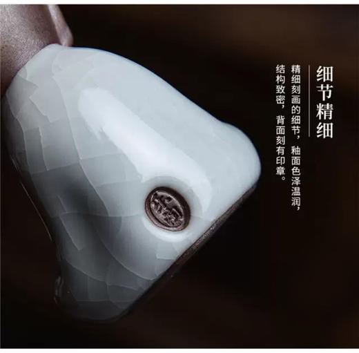 成艺品茶哥窑茶宠（青）可爱小和尚仿哥窑开片可养创意茶宠摆件 商品图6