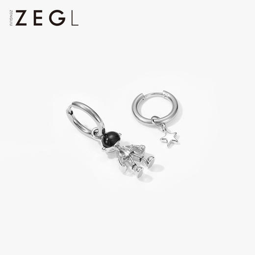 ZEGL宇航员星星耳环女小众设计感耳钉耳扣2021年新款潮不对称耳饰 商品图3