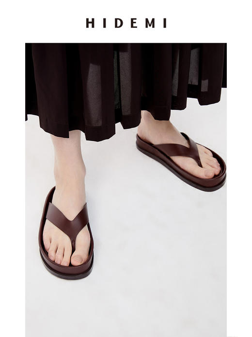 HIDEMI人字形简约厚底拖鞋 商品图9