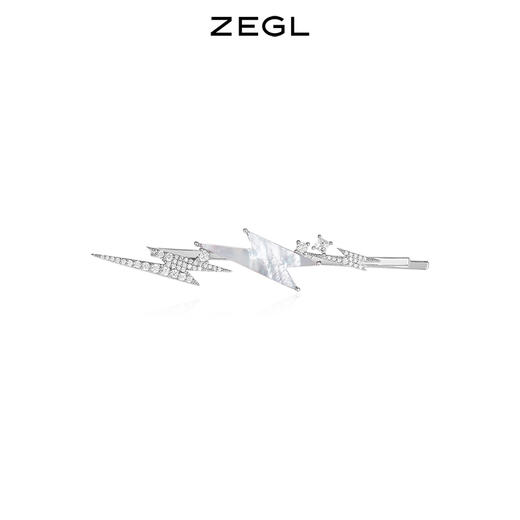 ZEGL设计师贝壳闪电发夹女后脑勺一字夹简约气质百搭发卡甜酷发饰 商品图0