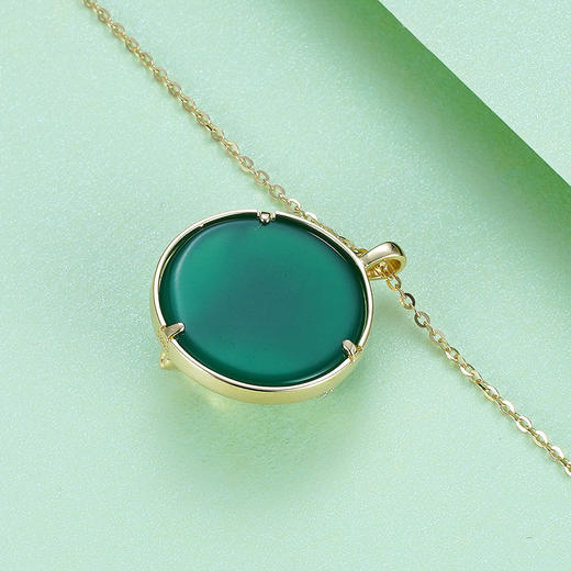 S925银【碧鹿】绿玉髓套链镀金项链【YL3888206】2105 商品图1