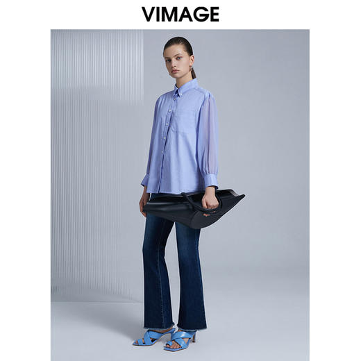 VIMAGE纬漫纪新款时尚通勤休闲显瘦百搭牛仔裤V1505129 商品图1