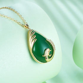 S925银【凤吟春】绿玉髓套链镀金项链【YL3840206】2105