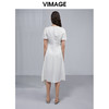 VIMAGE纬漫纪夏季新品纯色圆领通勤百搭透气不规则设计感小众长裙侧边系带连衣裙V1507129 商品缩略图3