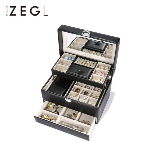 【SVIP积分兑换】ZENGLIU欧式三层多功能首饰盒大容量饰品盒项链耳饰手饰品收纳盒 商品图1