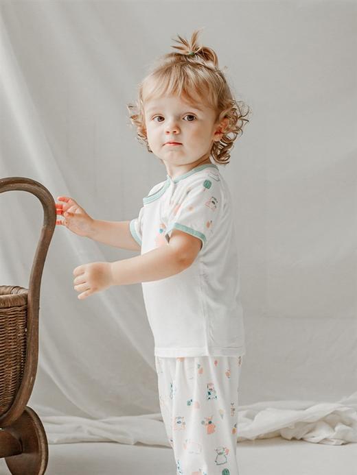 【Nest Designs】竹棉弹力汗布儿童短袖长裤套装 商品图1