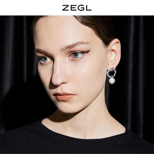 ZEGL复古素圈麻花人工珍珠耳环女小众设计感耳钉韩国气质网红耳饰 商品图1