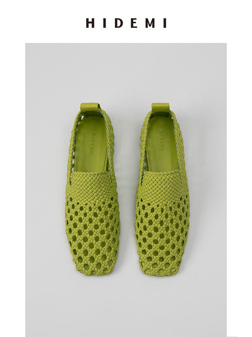 HIDEMI经典方头编织镂空小羊皮平底鞋 商品图5