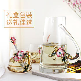 【清仓特惠3折，仅1套，无货退款】罗比罗丹珐琅彩创意花茶水杯花语雏菊水具套装（三件套）R-14901J