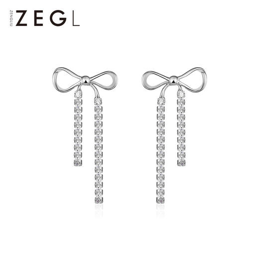 ZENGLIU高级感蝴蝶结耳钉女气质长款流苏耳环轻奢耳饰2021年新款 商品图0