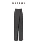 HIDEMI夜灰色简约不对称设计感一粒扣阔腿裤 商品缩略图0