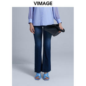 VIMAGE纬漫纪新款时尚通勤休闲显瘦百搭牛仔裤V1505129