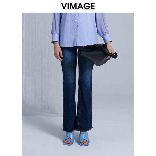 VIMAGE纬漫纪新款时尚通勤休闲显瘦百搭牛仔裤V1505129 商品图0