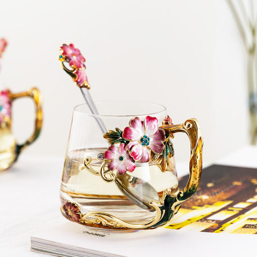 【清仓特惠3折，仅1套，无货退款】罗比罗丹珐琅彩创意花茶水杯花语雏菊水具套装（三件套）R-14901J 商品图5
