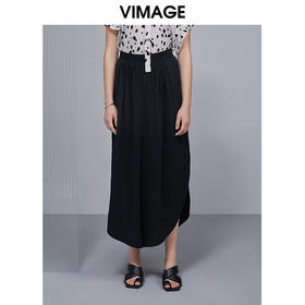 VIMAGE纬漫纪女装夏款新品时尚通勤开叉显腿长高腰阔腿裤V1505118