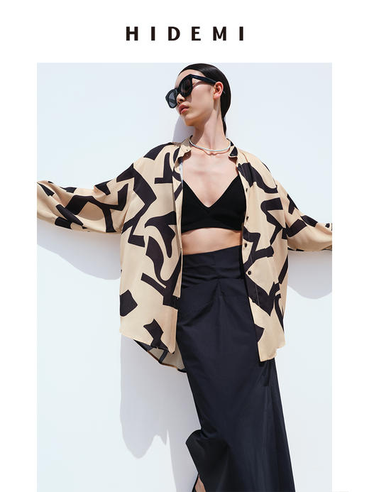 HIDEMI黑色简约大口袋设计感半身A字长裙 商品图6