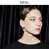 ZEGL复古素圈麻花人工珍珠耳环女小众设计感耳钉韩国气质网红耳饰 商品缩略图2