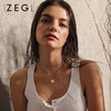 ZEGL双层叠戴项链女锁骨链金色硬币吊坠小众设计感毛衣颈链配饰品 商品缩略图3